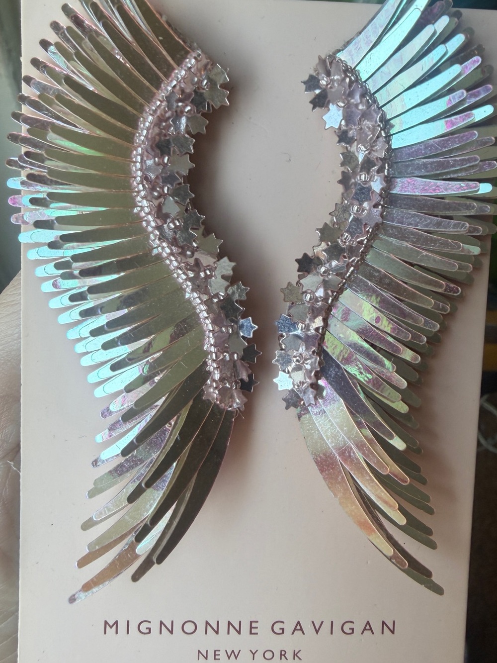 Mignonne Gavigan Iridescent Pink/Silver Wing Earrings (Madeleine)